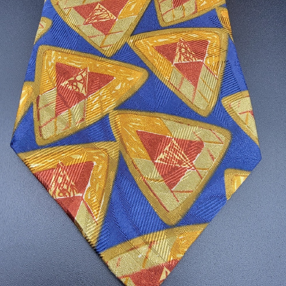 Hart Schaffner Marx‎ Silk Necktie Geometric Triangle Pattern USA Made